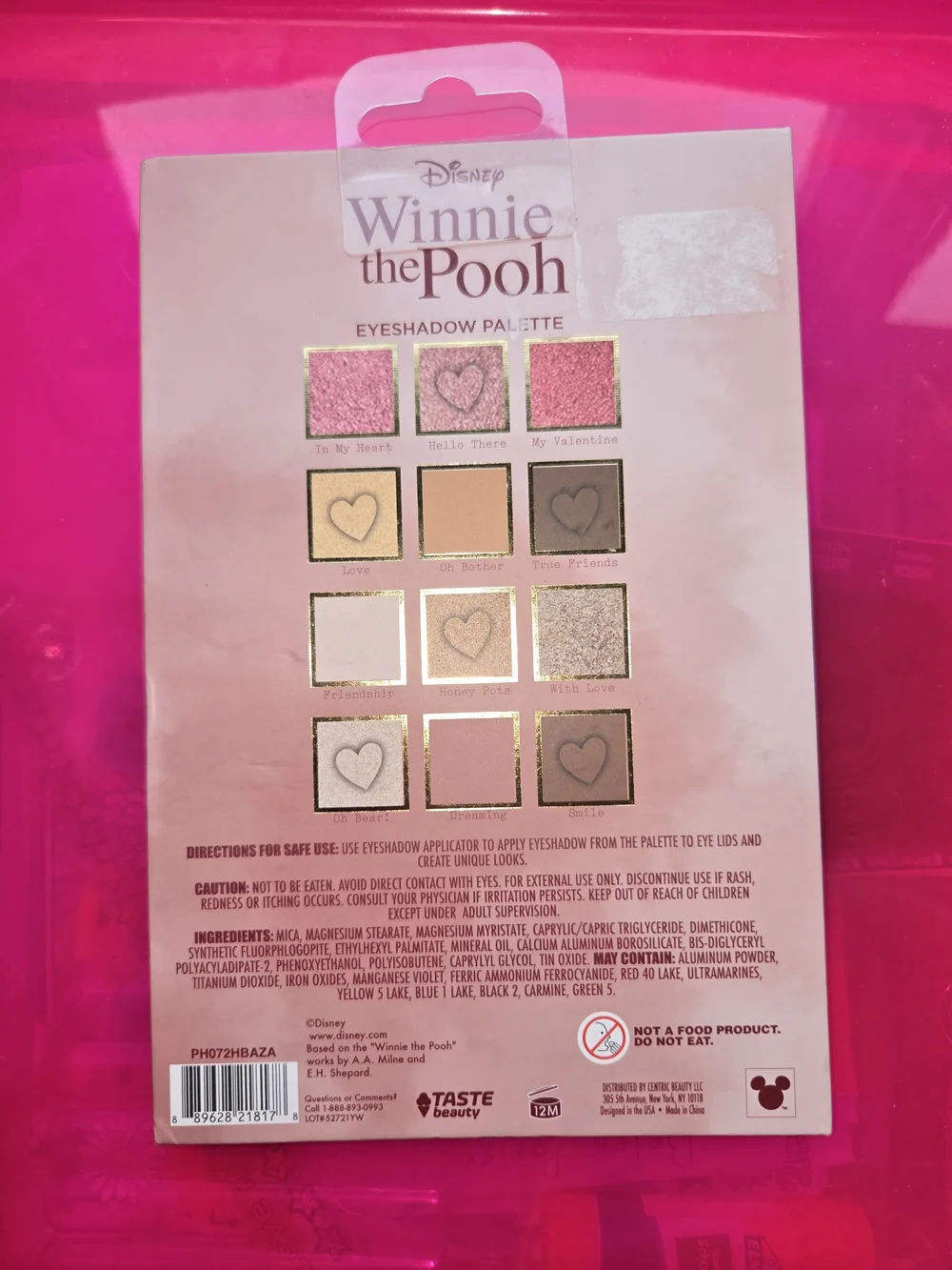 Disney Winnie the Pooh Pink Hearts Eyeshadow Palette